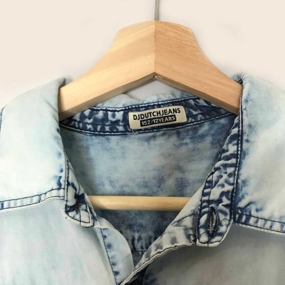 ACID wash denim kids tunic button down tunic dress 🌻💚 - Picture 6 of 7